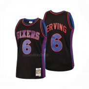 Camiseta Philadelphia 76ers Julius Erving NO 6 Mitchell & Ness 1976-77 Negro