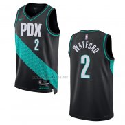 Camiseta Portland Trail Blazers Trendon Watford #2 Ciudad 2022-23 Negro