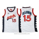 Camiseta USA 1996 Hakeem Olajuwon #15 Blanco