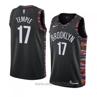 Camiseta Brooklyn Nets Garrett Temple #17 Ciudad 2019 Negro