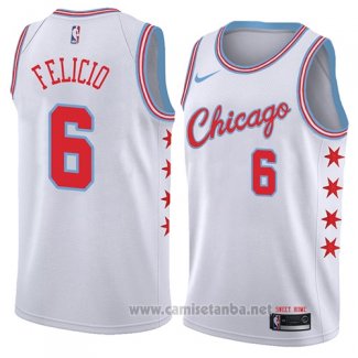 Camiseta Chicago Bulls Cristiano Felicio #6 Ciudad 2018 Blanco