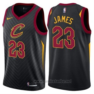 Camiseta Cleveland Cavaliers Lebron James #23 Statement 2017-18 Negro