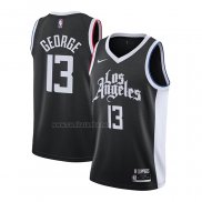 Camiseta Los Angeles Clippers Paul George #13 Ciudad 2020-21 Negro