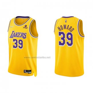 Camiseta Los Angeles Lakers Dwight Howard #39 75th Anniversary 2021-22 Amarillo