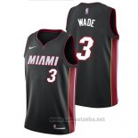 Camiseta Miami Heat Wade #3 Ciudad 2017-18 Negro