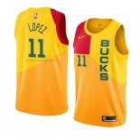 Camiseta Milwaukee Bucks Brook Lopez #11 Ciudad 2018-19 Amarillo