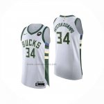 Camiseta Milwaukee Bucks Giannis Antetokounmpo NO 34 Association Authentic 2025-26 Blanco