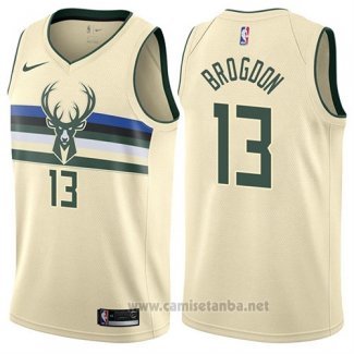 Camiseta Milwaukee Bucks Malcolm Brogdon #13 Ciudad Crema