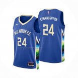 Camiseta Milwaukee Bucks Pat Connaughton #24 Ciudad 2022-23 Azul