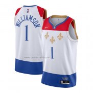 Camiseta New Orleans Pelicans Zion Williamson #1 Ciudad 2020-21 Blanco