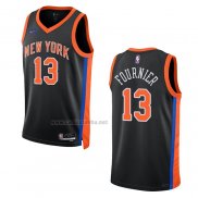 Camiseta New York Knicks Evan Fournier #13 Ciudad 2022-23 Negro