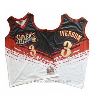 Camiseta Philadelphia 76ers Allen Iverson #3 Mitchell & Ness Negro Rojo