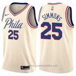 Camiseta Philadelphia 76ers Ben Simmons #25 Ciudad Crema