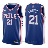 Camiseta Philadelphia 76ers Joel Embiid #21 2017-18 Azul