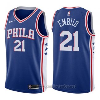 Camiseta Philadelphia 76ers Joel Embiid #21 2017-18 Azul