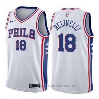 Camiseta Philadelphia 76ers Marco Belinelli #18 Association 2017-18 Blanco