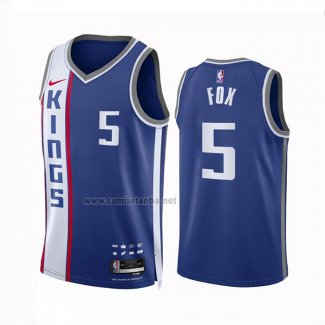 Camiseta Sacramento Kings De'Aaron Fox #5 Ciudad 2023-24 Azul