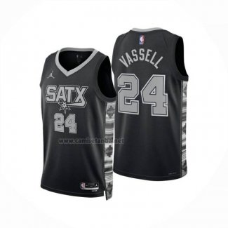 Camiseta San Antonio Spurs Devin Vassell NO 24 Statement 2024-25 Negro