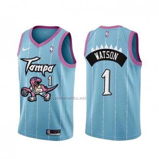 Camiseta Toronto Raptors Paul Watson #1 Ciudad 2020-21 Rosa Azul