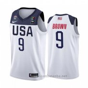 Camiseta USA Jaylen Brown #9 2019 FIBA Basketball World Cup Blanco