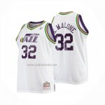 Camiseta Utah Jazz Karl Malone NO 32 Mitchell & Ness 1991-92 Blanco