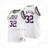 Camiseta Utah Jazz Karl Malone NO 32 Mitchell & Ness 1991-92 Blanco
