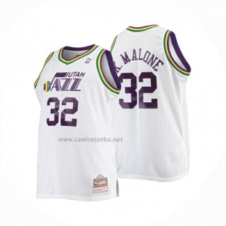 Camiseta Utah Jazz Karl Malone NO 32 Mitchell & Ness 1991-92 Blanco