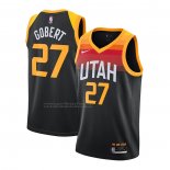 Camiseta Utah Jazz Rudy Gobert #27 Ciudad 2020-21 Negro