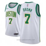 Camiseta Boston Celtics Jaylen Brown #7 Ciudad 2018-19 Blanco