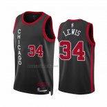 Camiseta Chicago Bulls Justin Lewis #34 Ciudad 2023-24 Negro