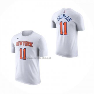 Camiseta Corta Manga New York Knicks Jalen Brunson NO 11 Blanco