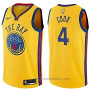 Camiseta Golden State Warriors Quinn Cook #4 Ciudad 2017-18 Amarillo