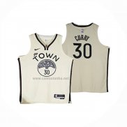 Camiseta Golden State Warriors Stephen Curry NO 30 Ciudad 2025-26 Crema