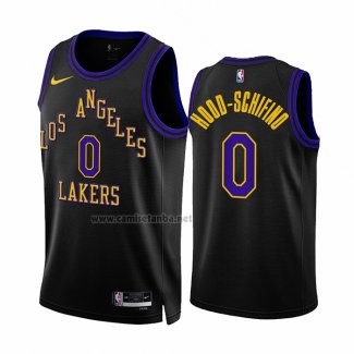 Camiseta Los Angeles Lakers Jalen Hood-Schifino #0 Ciudad 2023-24 Negro