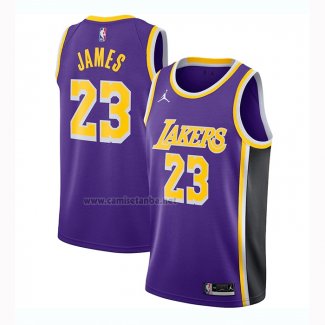 Camiseta Los Angeles Lakers LeBron James #23 Statement 2020-21 Violeta