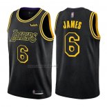 Camiseta Los Angeles Lakers LeBron James #6 Ciudad 2021-22 Negro