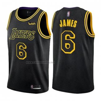 Camiseta Los Angeles Lakers LeBron James #6 Ciudad 2021-22 Negro