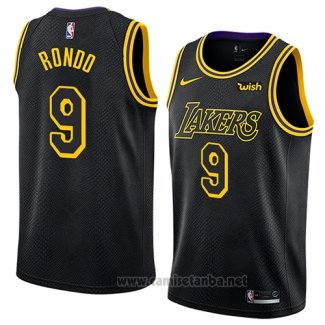 Camiseta Los Angeles Lakers Rajon Rondo #9 Ciudad 2018 Negro