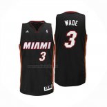 Camiseta Miami Heat Dwyane Wade NO 3 Segunda Negro