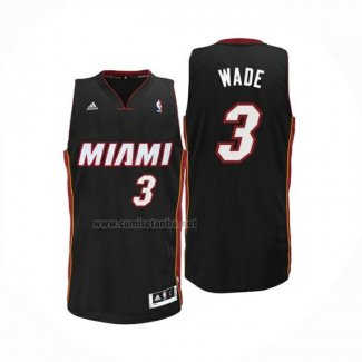 Camiseta Miami Heat Dwyane Wade NO 3 Segunda Negro