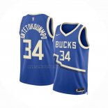 Camiseta Milwaukee Bucks Giannis Antetokounmpo #34 Ciudad 2024-25 Azul