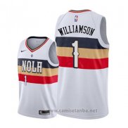 Camiseta New Orleans Pelicans Zion Williamson #1 Earned 2019-20 Blanco