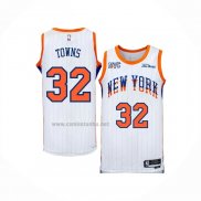 Camiseta New York Knicks Karl-Anthony Towns #32 Ciudad 2024-25 Blanco