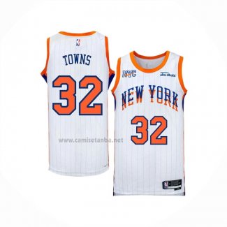 Camiseta New York Knicks Karl-Anthony Towns #32 Ciudad 2024-25 Blanco