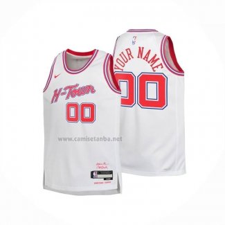Camiseta Nino Houston Rockets Personalizada Ciudad 2025-26 Blanco