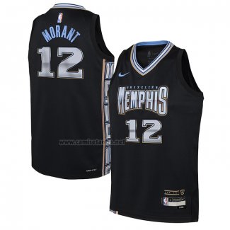 Camiseta Nino Memphis Grizzlies Ja Morant #12 Ciudad 2022-23 Negro