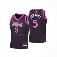Camiseta Nino Minnesota Timberwolves Anthony Edwards NO 5 Ciudad 2025-26 Negro