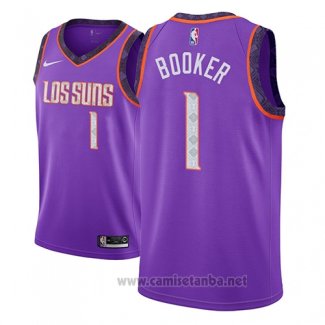 Camiseta Phoenix Suns Devin Booker #1 Ciudad 2018-19 Violeta