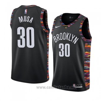 Camiseta Brooklyn Nets Dzanan Musa #30 Ciudad 2019 Negro