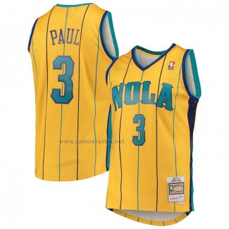 Camiseta Charlotte Hornets Chris Paul #3 Mitchell & Ness 2010-11 Amarillo